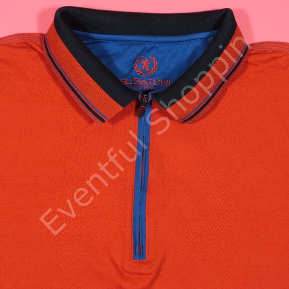 Bugatchi Uomo Polo Shirt Mens M Orange 1/4 Zip Short Sleeve Mesh Cotton - Picture 3 of 8